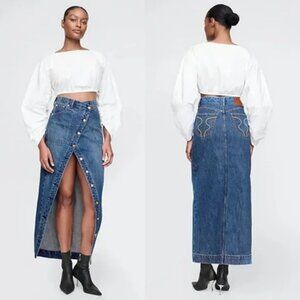 Gap x Cult Gaia Asymmetrical Denim Maxi Skirt 4 27